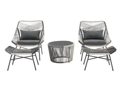 Ashland 3-Piece Patio Conversation Set with Foot Ottomans in Grey - Ornate Home