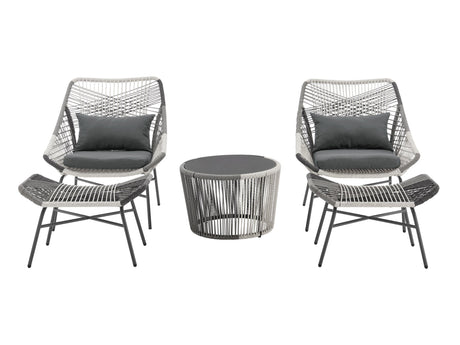 Ashland 3-Piece Patio Conversation Set with Foot Ottomans in Grey - Ornate Home