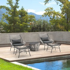 Ashland 3-Piece Patio Conversation Set with Foot Ottomans in Grey - Ornate Home