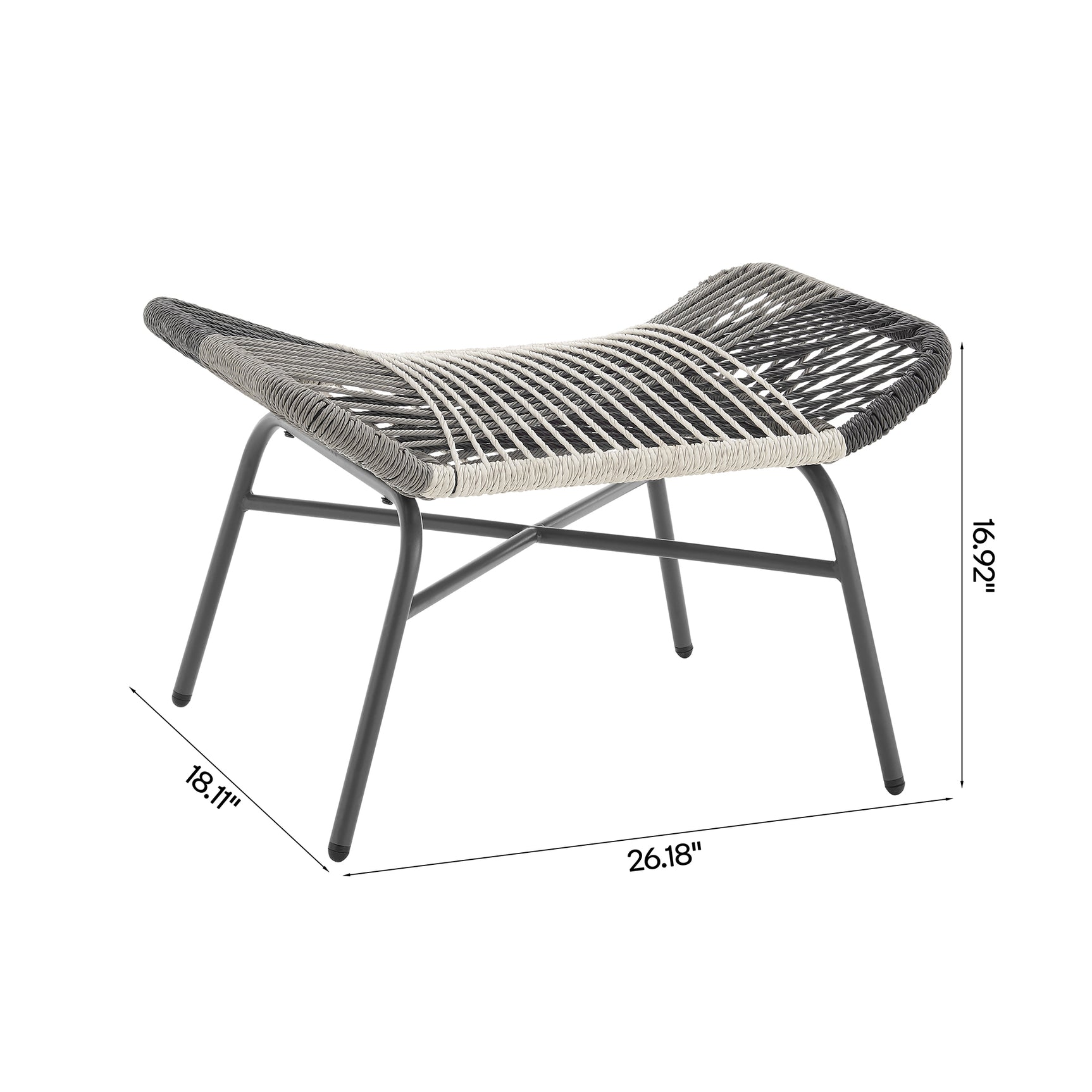 Ashland 3-Piece Patio Conversation Set with Foot Ottomans in Grey - Ornate Home