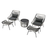 Ashland 3-Piece Patio Conversation Set with Foot Ottomans in Grey - Ornate Home