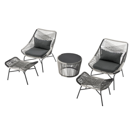 Ashland 3-Piece Patio Conversation Set with Foot Ottomans in Grey - Ornate Home