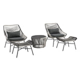 Ashland 3-Piece Patio Conversation Set with Foot Ottomans in Grey - Ornate Home