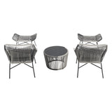 Ashland 3-Piece Patio Conversation Set with Foot Ottomans in Grey - Ornate Home