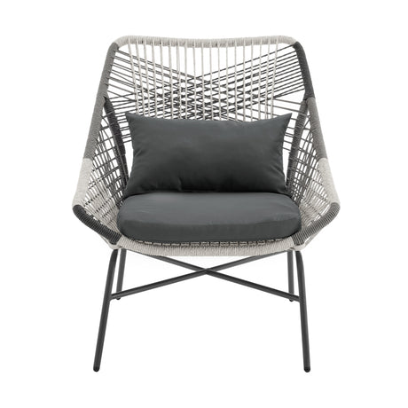 Ashland 3-Piece Patio Conversation Set with Foot Ottomans in Grey - Ornate Home