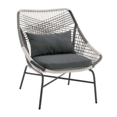 Ashland 3-Piece Patio Conversation Set with Foot Ottomans in Grey - Ornate Home