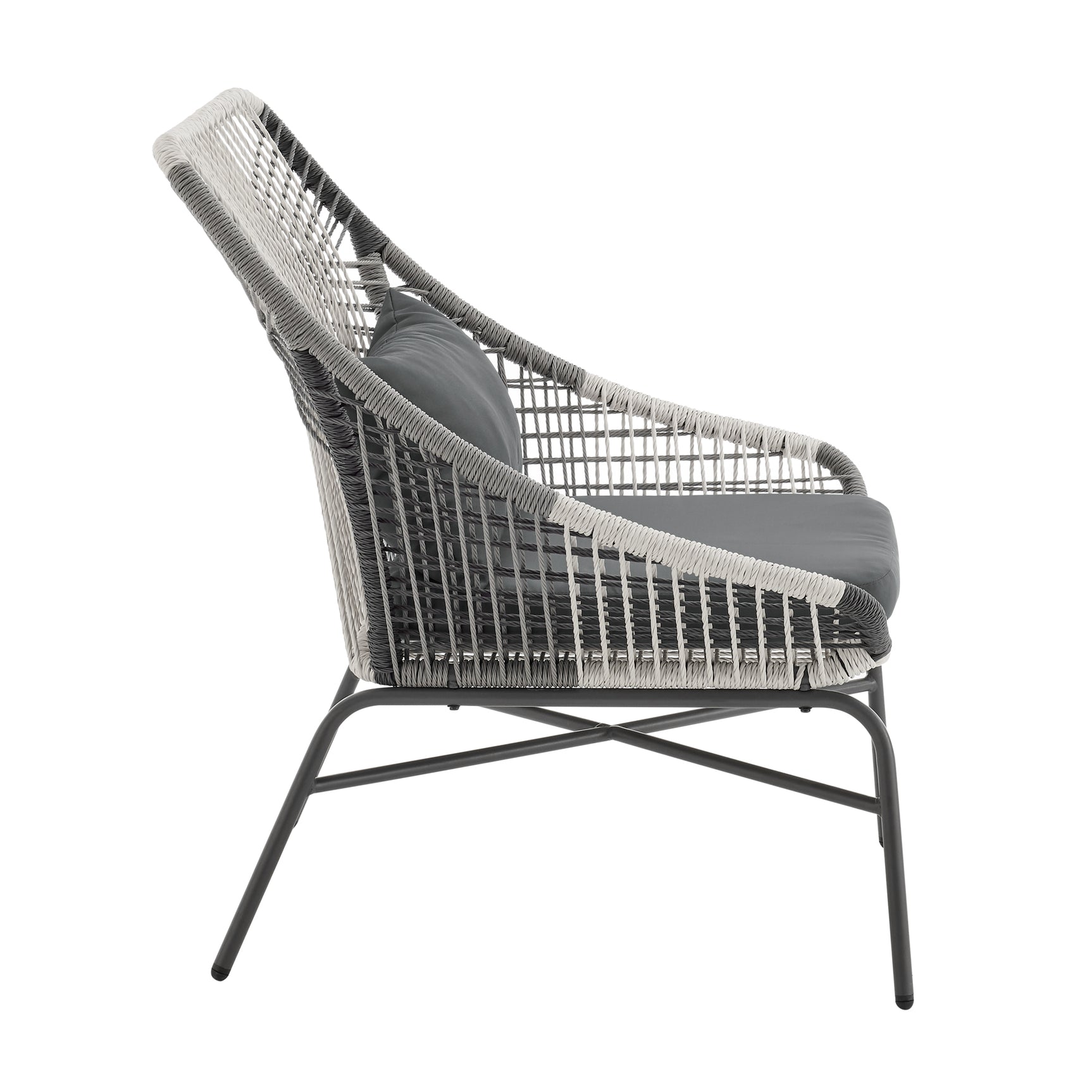 Ashland 3-Piece Patio Conversation Set with Foot Ottomans in Grey - Ornate Home