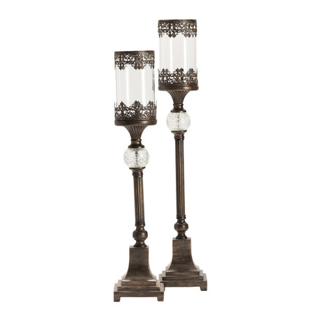 Ashland Brown/Transparent Candle Holders - Ornate Home