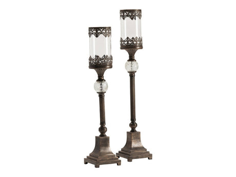 Ashland Brown/Transparent Candle Holders - Ornate Home