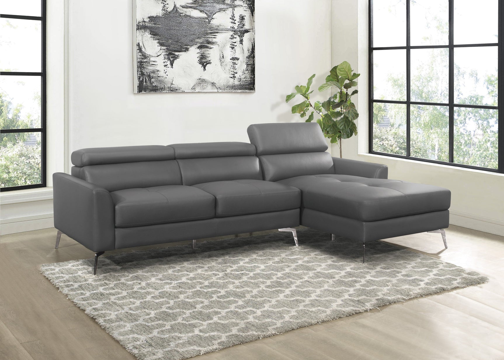 Ashland Dark Gray 2-Piece Sectional with Right Chaise - Ornate Home