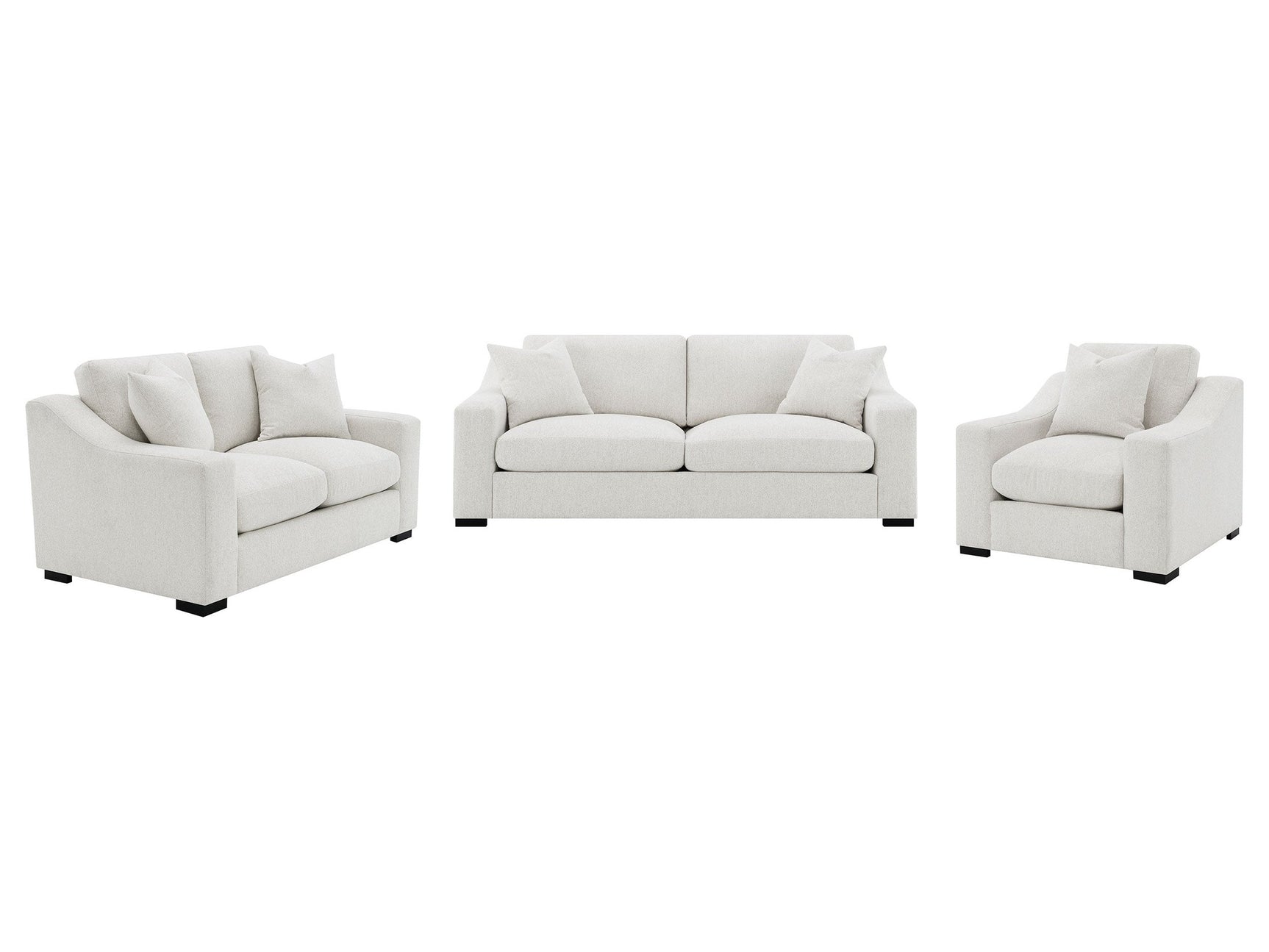 Ashlyn Sand 3-piece Upholstered Track Arm Sofa Set - Ornate Home