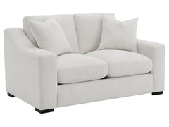 Ashlyn Sand Fabric Upholstered Track Arm Loveseat - Ornate Home