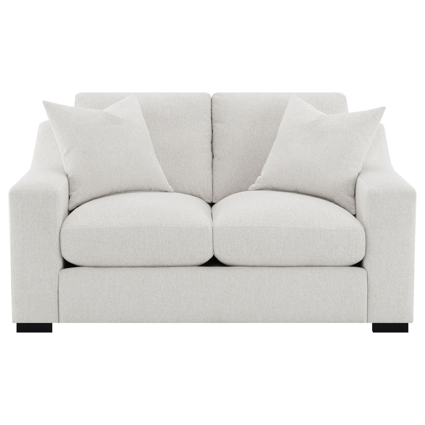 Ashlyn Sand Fabric Upholstered Track Arm Loveseat - Ornate Home