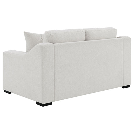Ashlyn Sand Fabric Upholstered Track Arm Loveseat - Ornate Home