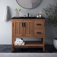 Ashlyn Walnut 36" Wood Bathroom Vanity Cabinet (Sink Basin Not Included) - Ornate Home