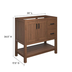 Ashlyn Walnut 36" Wood Bathroom Vanity Cabinet (Sink Basin Not Included) - Ornate Home