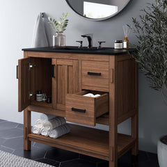Ashlyn Walnut 36" Wood Bathroom Vanity Cabinet (Sink Basin Not Included) - Ornate Home