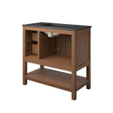 Ashlyn Walnut/Black 36" Wood Bathroom Vanity - Ornate Home
