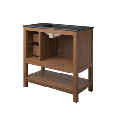 Ashlyn Walnut/Black 36" Wood Bathroom Vanity - Ornate Home