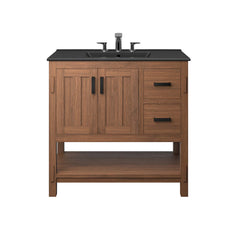 Ashlyn Walnut/Black 36" Wood Bathroom Vanity - Ornate Home