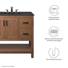 Ashlyn Walnut/Black 36" Wood Bathroom Vanity - Ornate Home