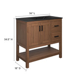 Ashlyn Walnut/Black 36" Wood Bathroom Vanity - Ornate Home