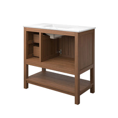 Ashlyn Walnut/White 36" Wood Bathroom Vanity - Ornate Home