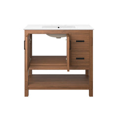 Ashlyn Walnut/White 36" Wood Bathroom Vanity - Ornate Home