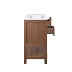 Ashlyn Walnut/White 36" Wood Bathroom Vanity - Ornate Home