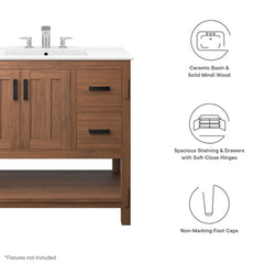 Ashlyn Walnut/White 36" Wood Bathroom Vanity - Ornate Home