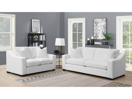 Ashlyn White 2-piece Upholstered Sloped Arm Sofa Set - Ornate Home