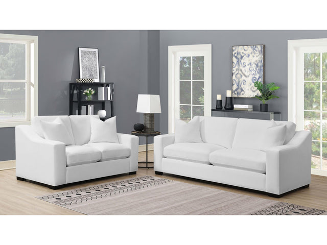 Ashlyn White 2-piece Upholstered Sloped Arm Sofa Set - Ornate Home