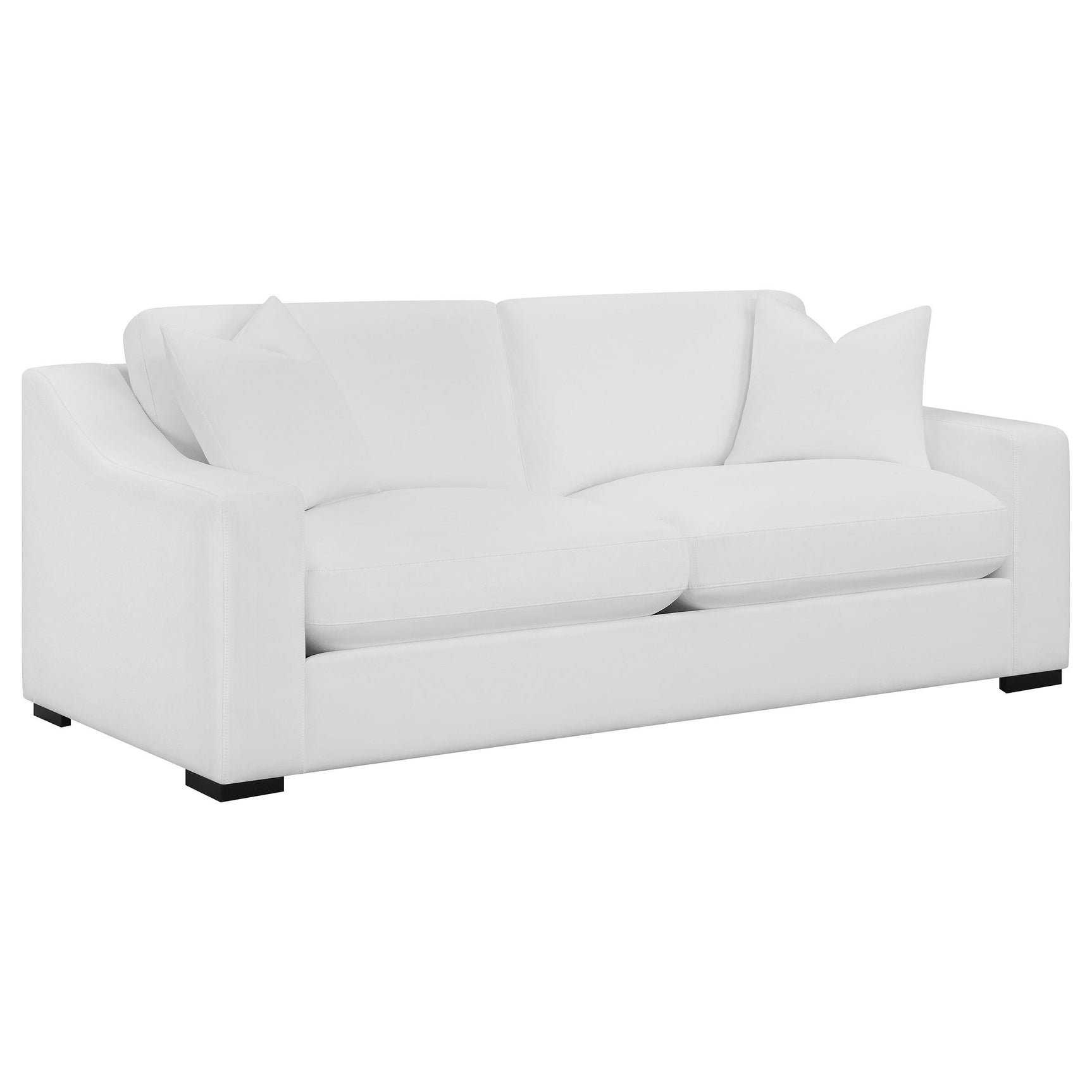 Ashlyn White 2-piece Upholstered Sloped Arm Sofa Set - Ornate Home