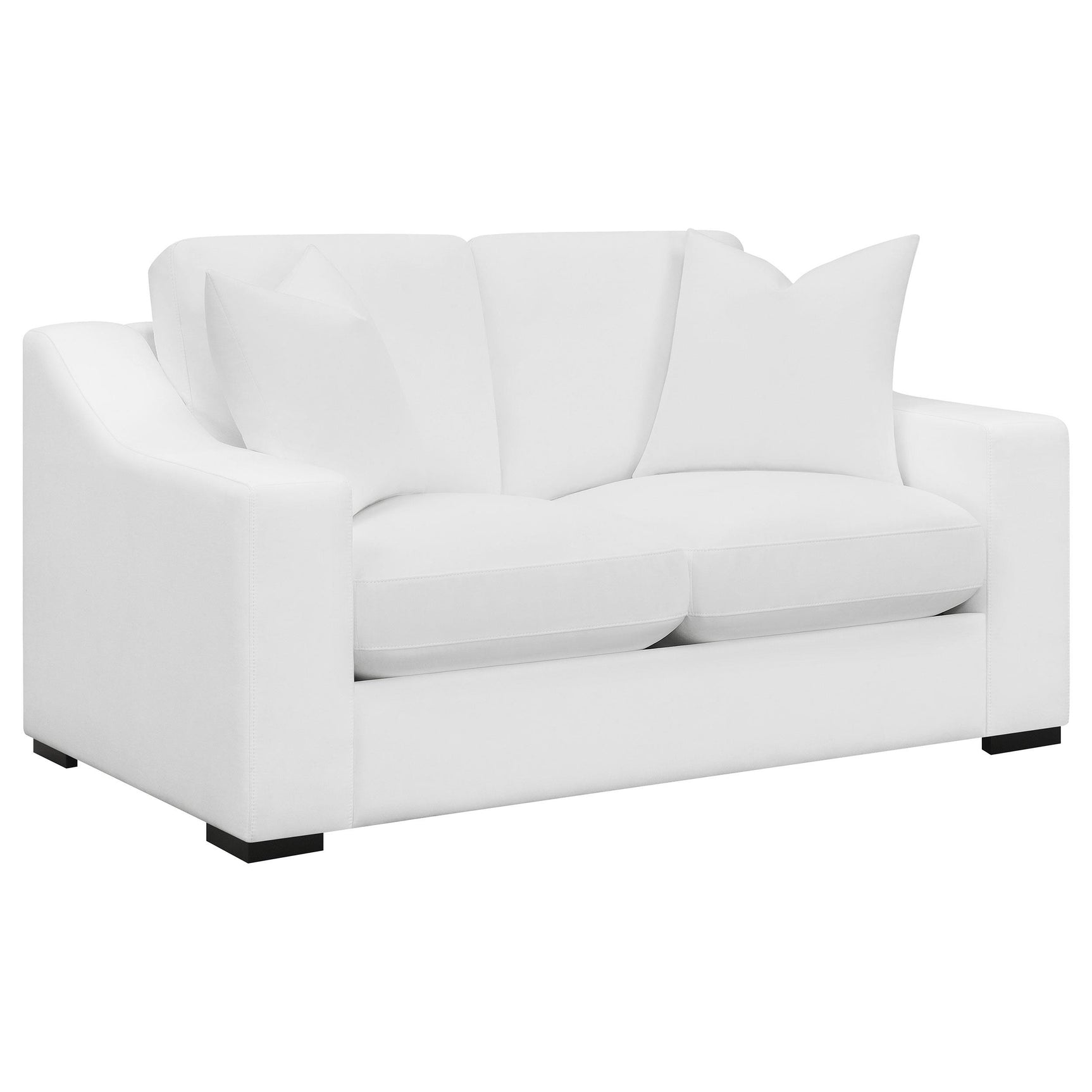 Ashlyn White 2-piece Upholstered Sloped Arm Sofa Set - Ornate Home