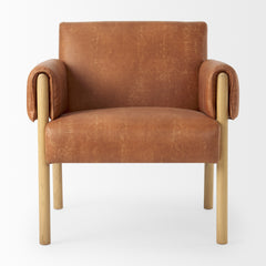Ashton Brown Vegan Leather with Light Wood Accent Chair - Ornate Home