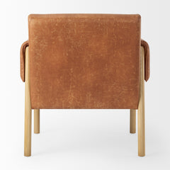 Ashton Brown Vegan Leather with Light Wood Accent Chair - Ornate Home