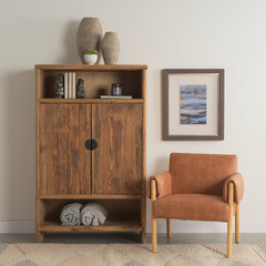 Ashton Brown Vegan Leather with Light Wood Accent Chair - Ornate Home