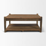Ashwick Dark Brown Reclaimed Wood Square Coffee Table - Ornate Home