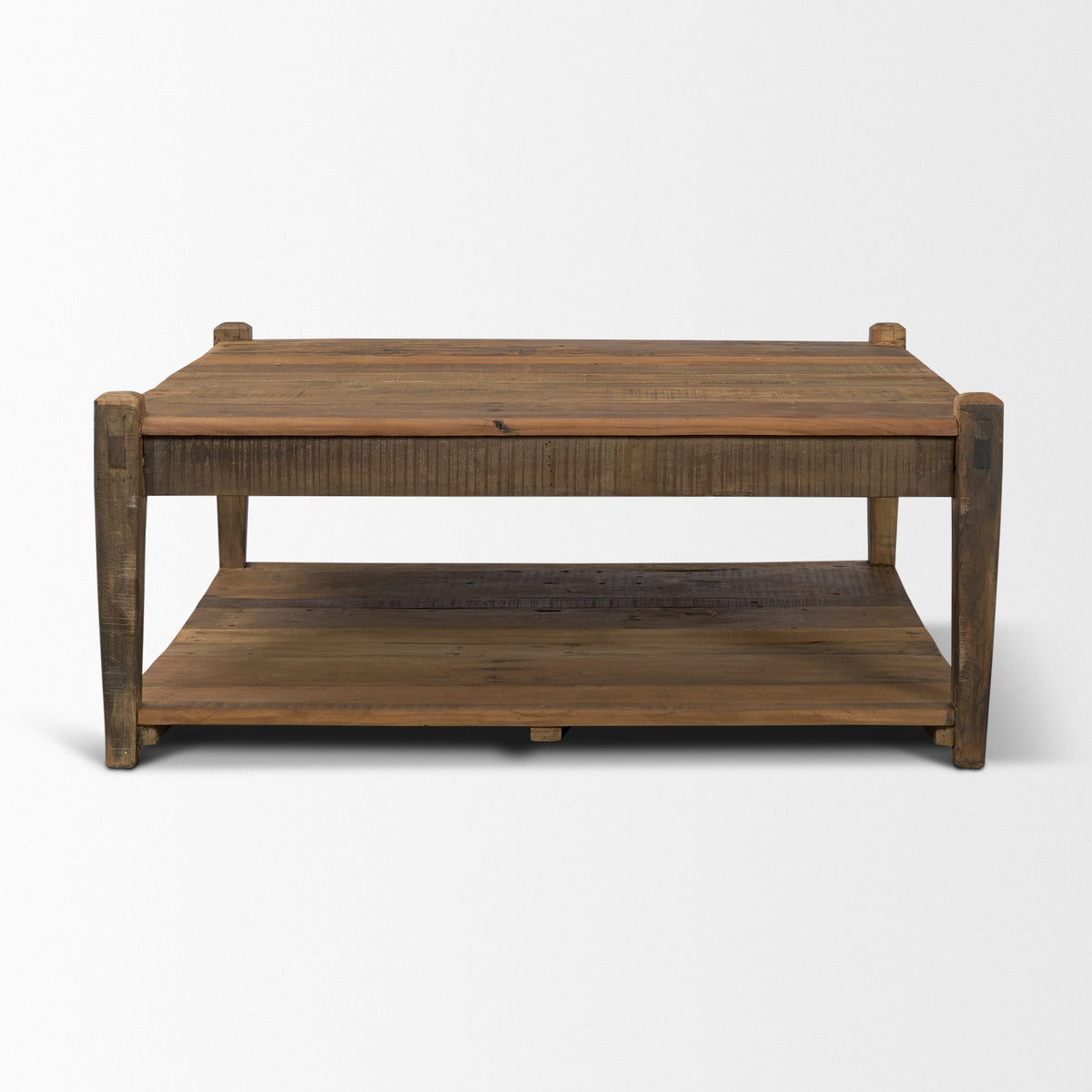 Ashwick Dark Brown Reclaimed Wood Square Coffee Table - Ornate Home
