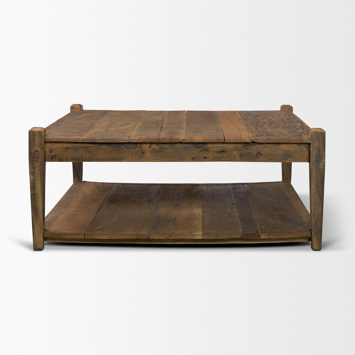 Ashwick Dark Brown Reclaimed Wood Square Coffee Table - Ornate Home