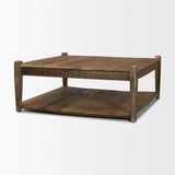 Ashwick Dark Brown Reclaimed Wood Square Coffee Table - Ornate Home
