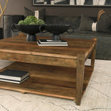 Ashwick Dark Brown Reclaimed Wood Square Coffee Table - Ornate Home