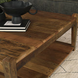 Ashwick Dark Brown Reclaimed Wood Square Coffee Table - Ornate Home