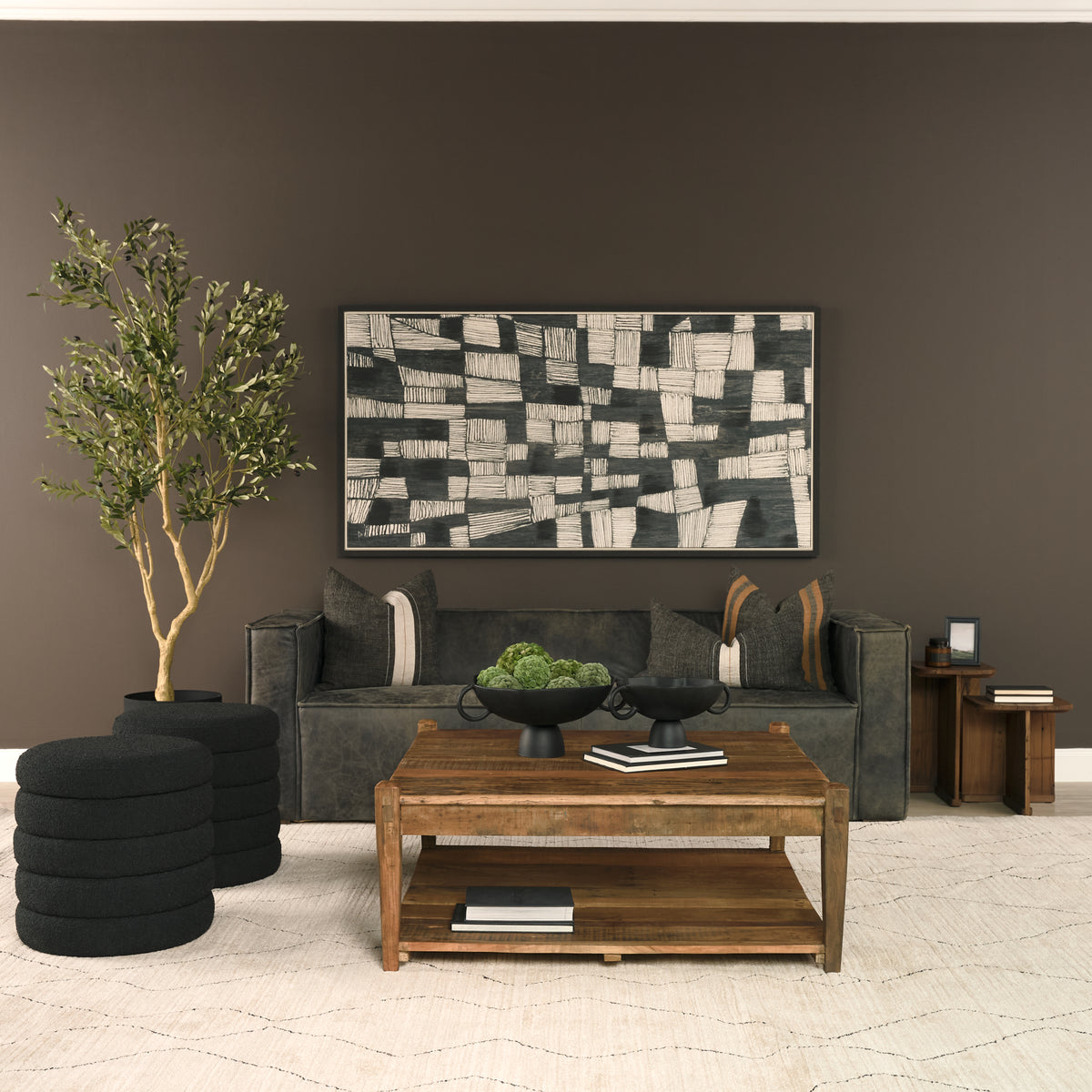 Ashwick Dark Brown Reclaimed Wood Square Coffee Table - Ornate Home