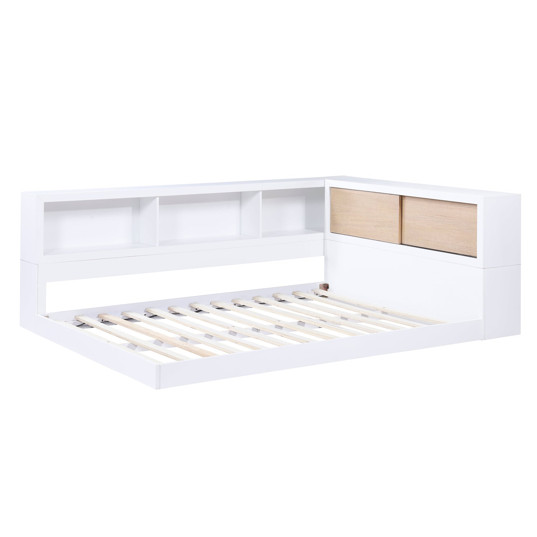 Asker White Full Bookcase Corner Bed - Ornate Home