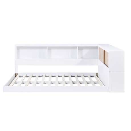 Asker White Full Bookcase Corner Bed - Ornate Home