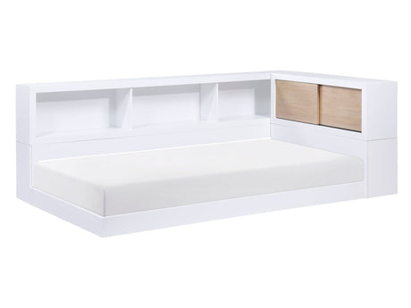 Asker White Twin Bookcase Corner Bed - Ornate Home