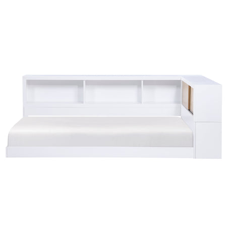 Asker White Twin Bookcase Corner Bed - Ornate Home