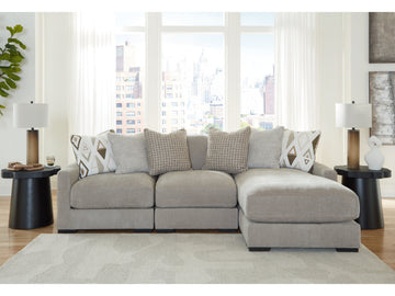 Aslan Court Pebble 3-Piece Sofa Sectional with RAF Chaise - Ornate Home