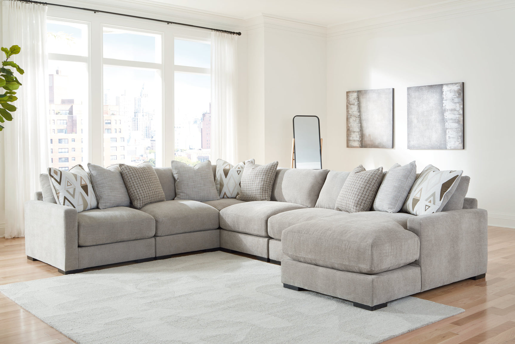 Aslan Court Pebble 6-Piece Sectional with Chaise (Online Special Price) - Ornate Home